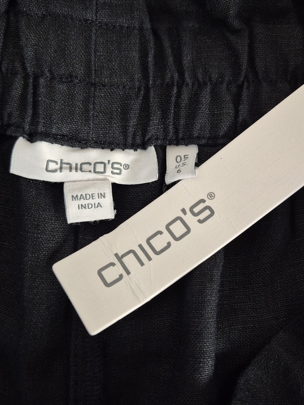 Chico's Pull-On Black Linen Wide Leg Crop Culotte Pants - Size 6 - Picture 12 of 16